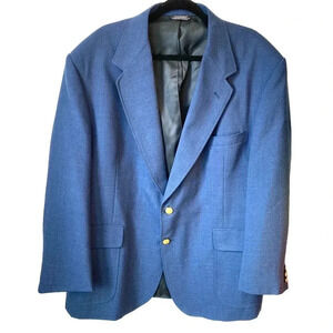 Stafford Wool Blend 2 Buttons Blue Blazer Jacket Sport Coat Men Size 38R Pockets